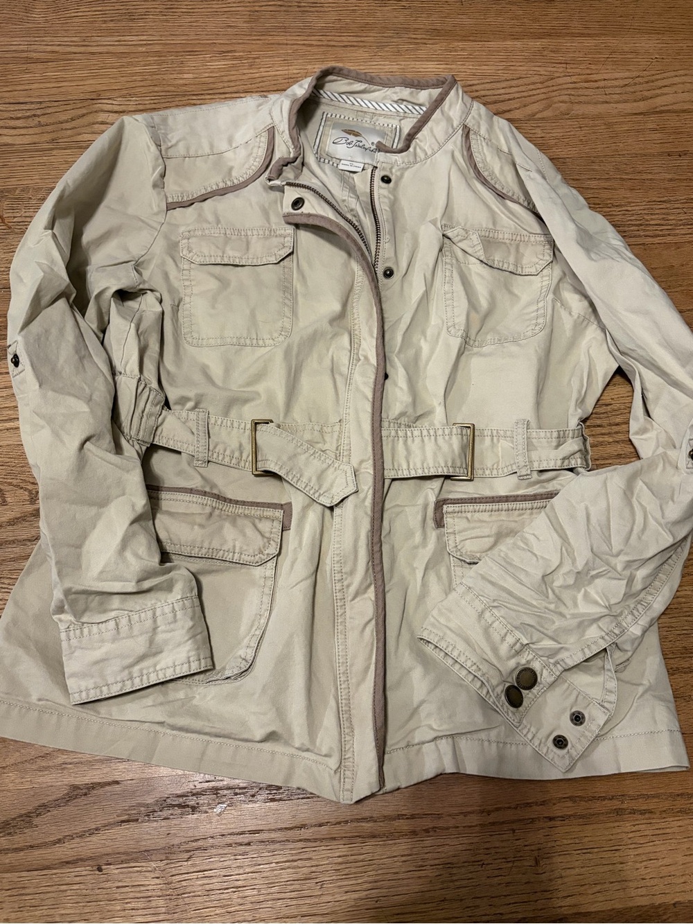 Women’s XL Light Beige Utility military safari Jacket with Belt